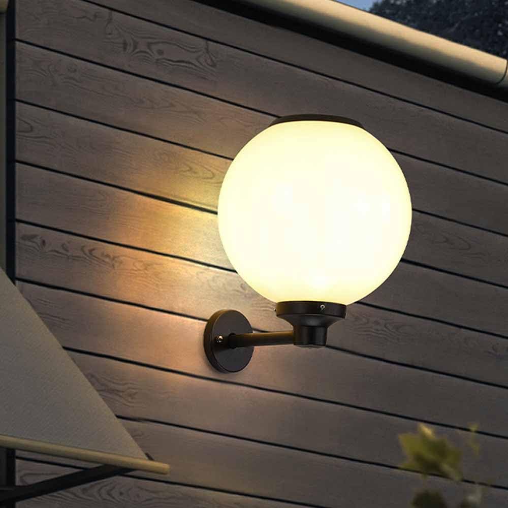 HUAYUSEDF Solar Outdoor Wall Sconce Waterproof Globe Light Fixture Aluminum Housing for Porch Lighting E26 Outside Garage Courtyard Doorway(30CM)