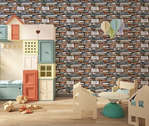 Image of DWELLSINDIA Old Stone Bricks Self Adhesive Peel and Stick PVC Wallpaper Waterproof, Scratch Resistant, Laminated (41CM X 244CM, Multicolor, Matt)