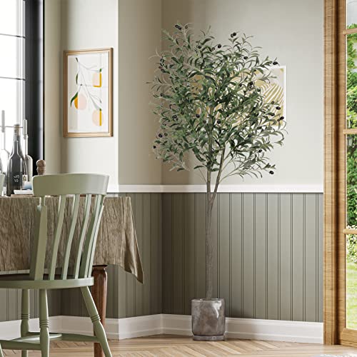 Viagdo Artificial Olive Tree 6Ft Tall Fake Potted Olive Silk Tree With Planter Large Faux Olive Branches And Fruits Artificial Tree For Home Office Living Room Decor Indoor, 1176 Leaves #TOP4