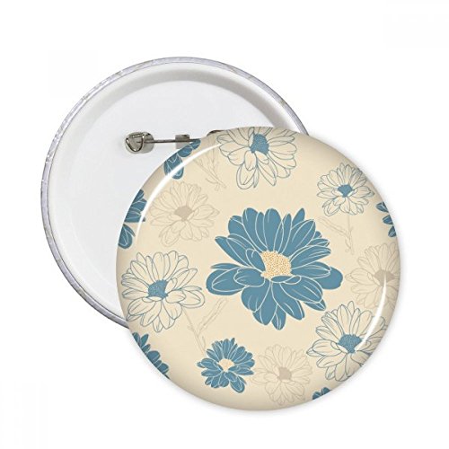 Pins Chrysanthème Ronde Bleu XL : Badges de Décoration Haute Définition en Lot de 5