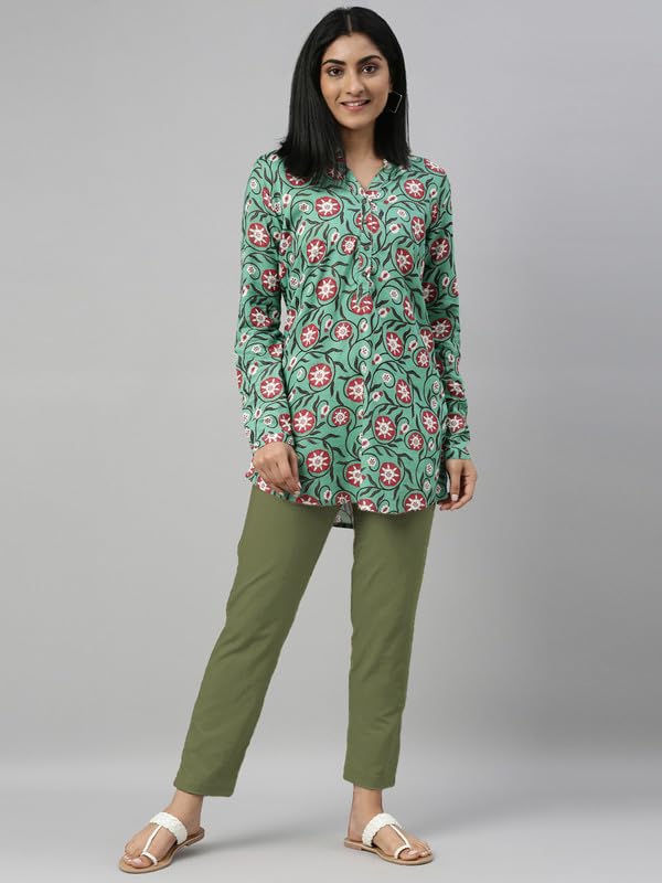 Image of GO COLORS Soft Cotton Stretch Kurti Pants Full Length for Women| Breathable, Mid Rise