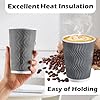 Lamosi 12 oz Insulated Coffee Cups Disposable - 50 Count Grey Paper Coffee Cups No Lids 12oz, Corrugated Ripple Wall Design for Hot Cold Drinks #3