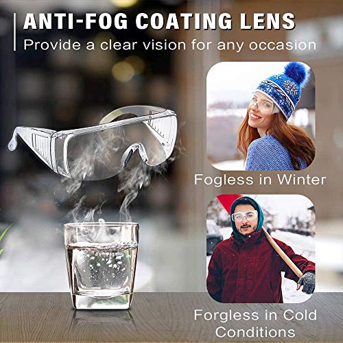 Protective Eyewear Safety Goggles Clear Anti-fog/Anti-Scratch Safety Glasses over Prescription Glasses,Transparent Frame for Men Women Lab Clear 4 Pack - Thumbnail 6