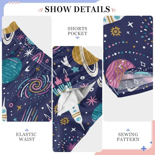 ZZXXB Rocket Space Planet Boys Long Pants Soft Trousers Elastic Waist Kids Lounge Bottoms with Pockets S-XL4