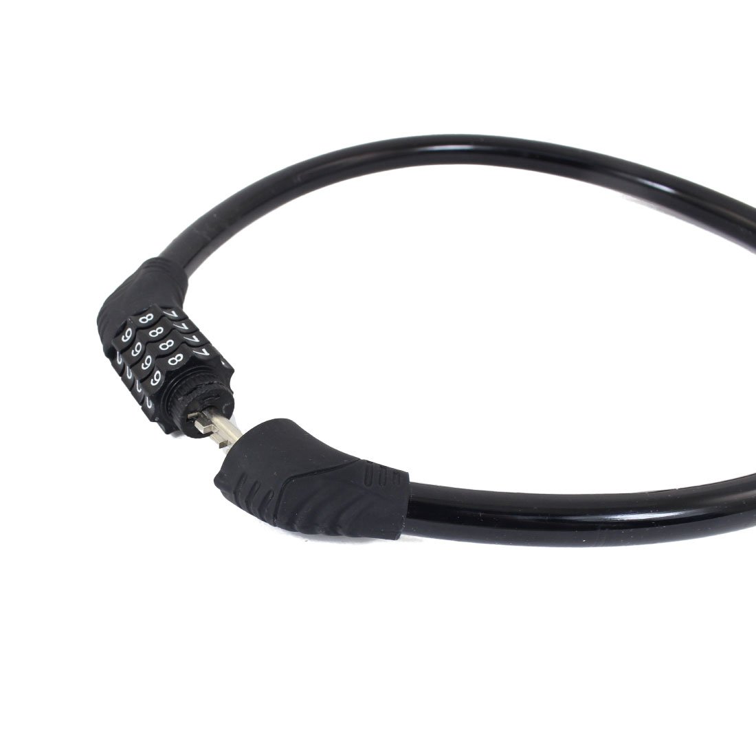 Aexit Bicycle Rubber Bike Locks Spiral Cable Shell 4 Digit Combination Security Code U-Locks Lock Black