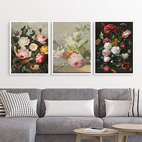 Habiller un mur vide avec un triptyque affiche d'art mural fleur scandinave 50x70cm moderne