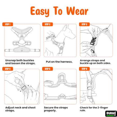 Image of Buraq Pets Premium Dog Harness with Leash | Reflective | No Pull Adjustable