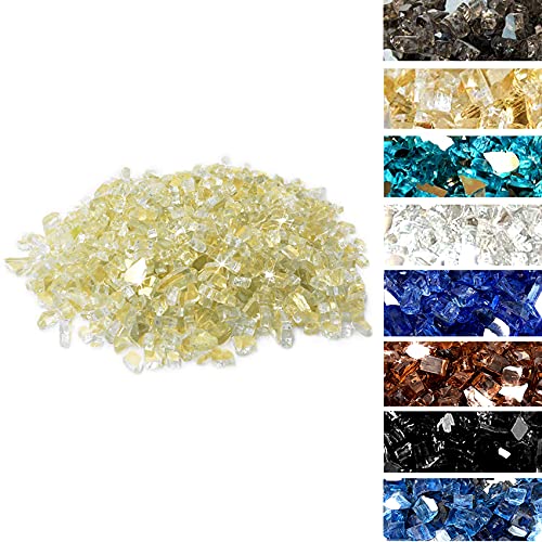 Skyflame High Luster 10-Pound Fire Glass Fire Pit Fireplace Landscaping, 1/4 Inch Gold Reflective #TOP1