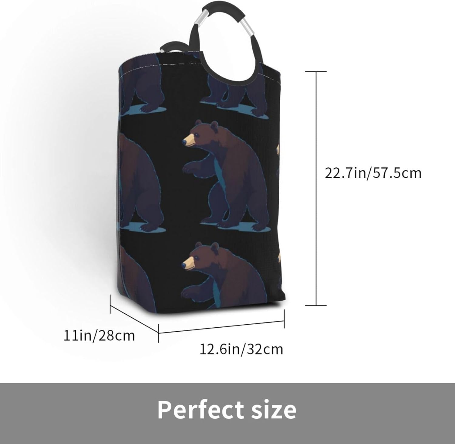 Negative Space Bear Foldable storage bag, 50L capacity, suitable for laundry room, dormitory bedroom, dirty clothes storage basket.