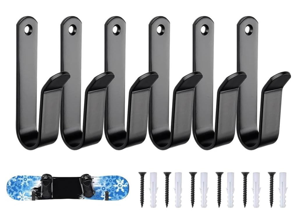 Support Mural pour Snowboard 6 Pièces, Rack Horizontal avec Vis, pour Skateboard, Chambre Garage