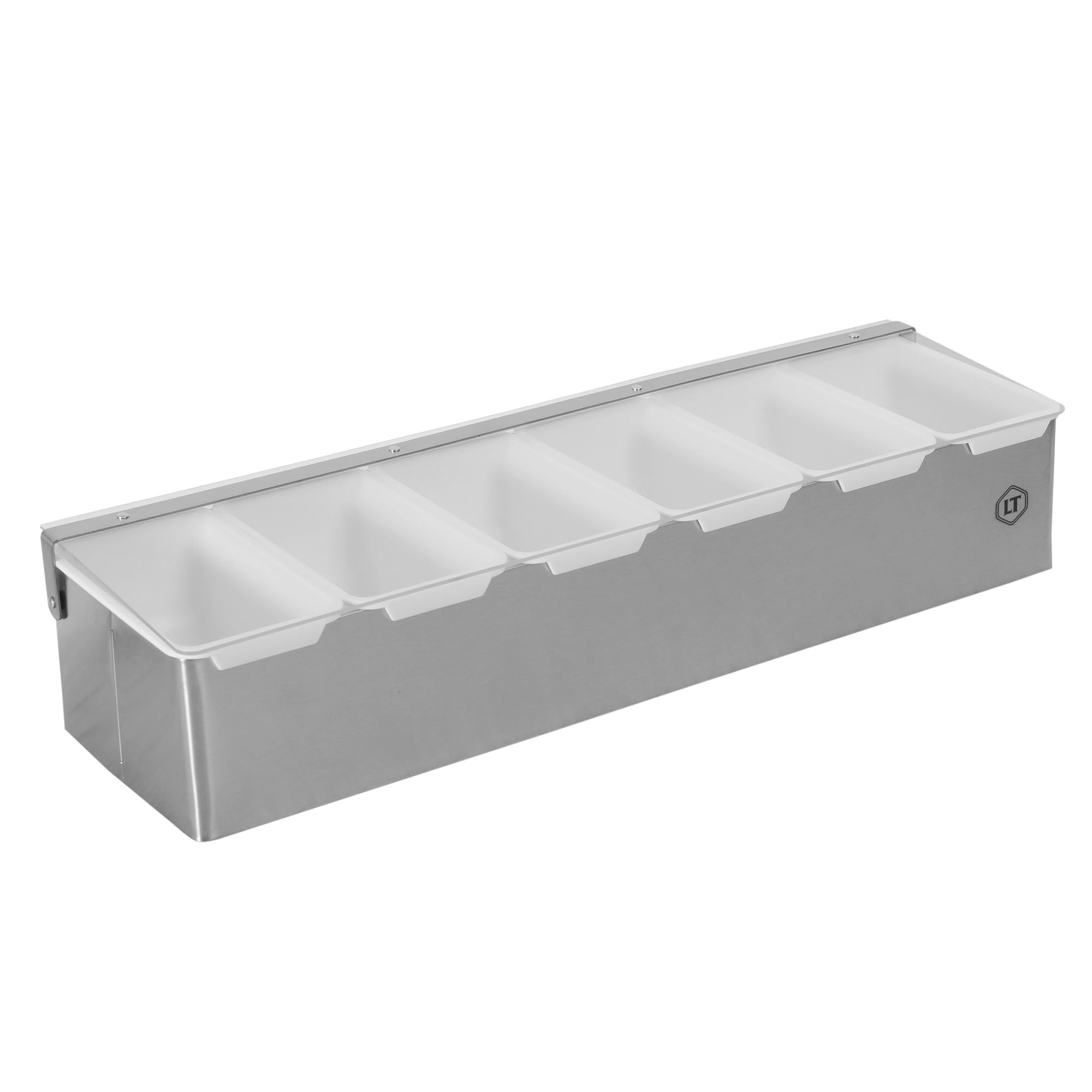 LOUIS TELLIER Boîte à épices 6 compartiments INOX Présentoir Distributeur pratique pour épices ingrédients garnitures Qualité professionnelle