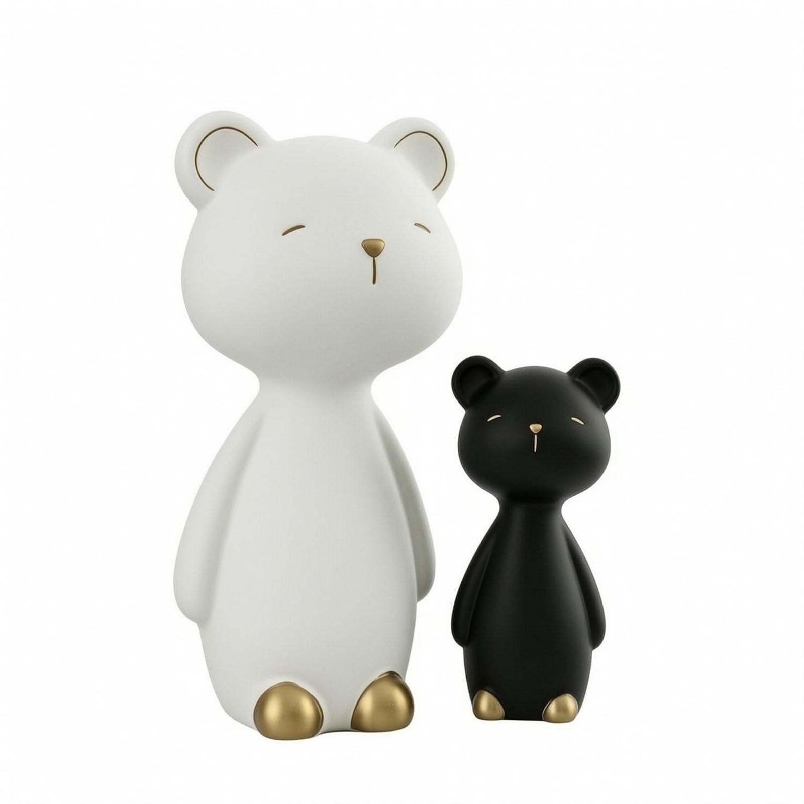 2 Piezas Adorno Mesa Minimalista Oso Morno Adorno Oso con talles Dorados Escultura corativa para Dormitorio, Recibidor