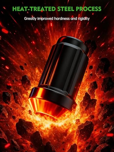Image of AUTOPTIM 7 /16-20 Spline Lug Nuts - 20 Pcs Black Closed End Nuts with Socket | Replacement for 1964-1983 Chevy Malibu, 1967-1981 Camaro, 1969-1972 Blazer, 1958-1970 Impala, 6 Point Aftermarket Wheel Nuts