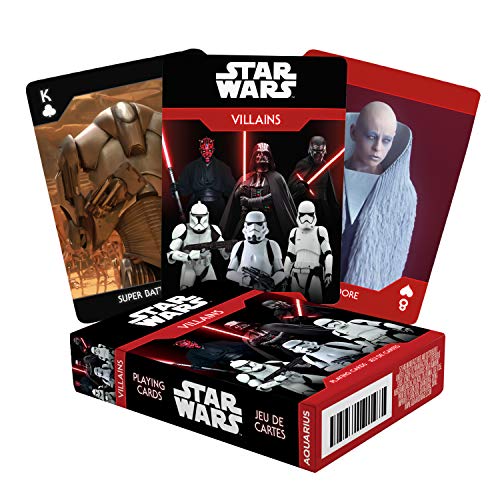 AQUARIUS Star Wars Playing Cards - Dark Side Villains Themed Deck of Cards for Your Favorite Card Games - Officially Licensed Star Wars Merchandise and Collectibles - Poker Size with Linen Finish