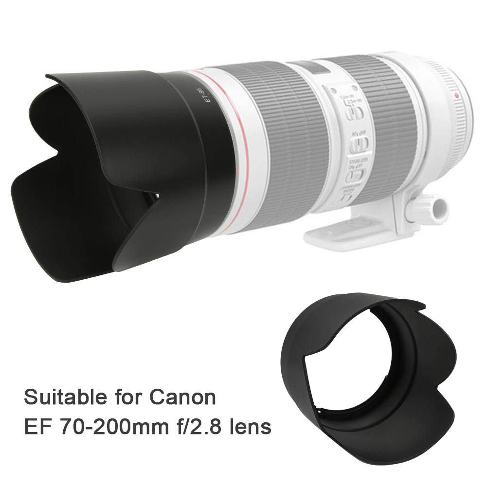 Zonnekap, ET-86 Zwarte plastic zonnekap voor EF 70-200 mm f / 2.8 camera's, stevig en stabiel op de camera gemonteerd