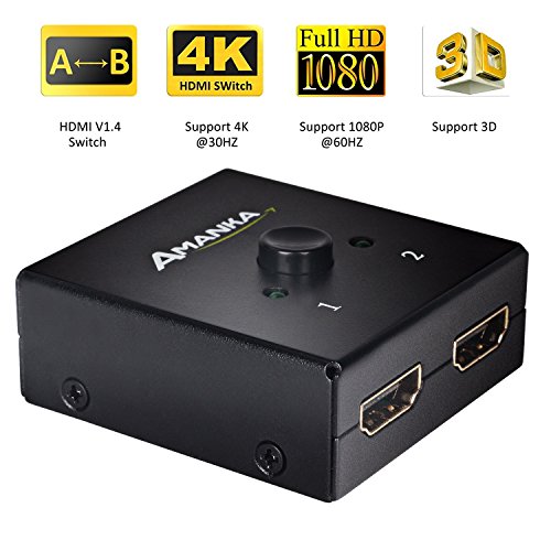 4K HDMI Switch, Amanka HDMI Bi-directional 1x2 / 2x1 AB Switcher Splitter