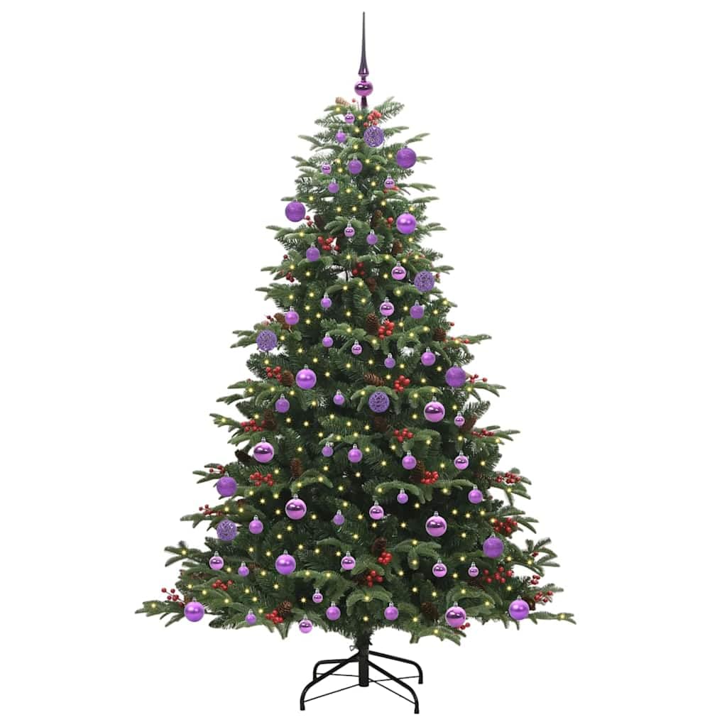 Sztuczna choinka z 300 diodami LED w kolorze ciepłej bieli, wysokość 180 cm, w kształcie stożka, metal PCW, do użytku wewnątrz i na zewnątrz, ze stojakiem, 8 trybów, zasilana przez USB