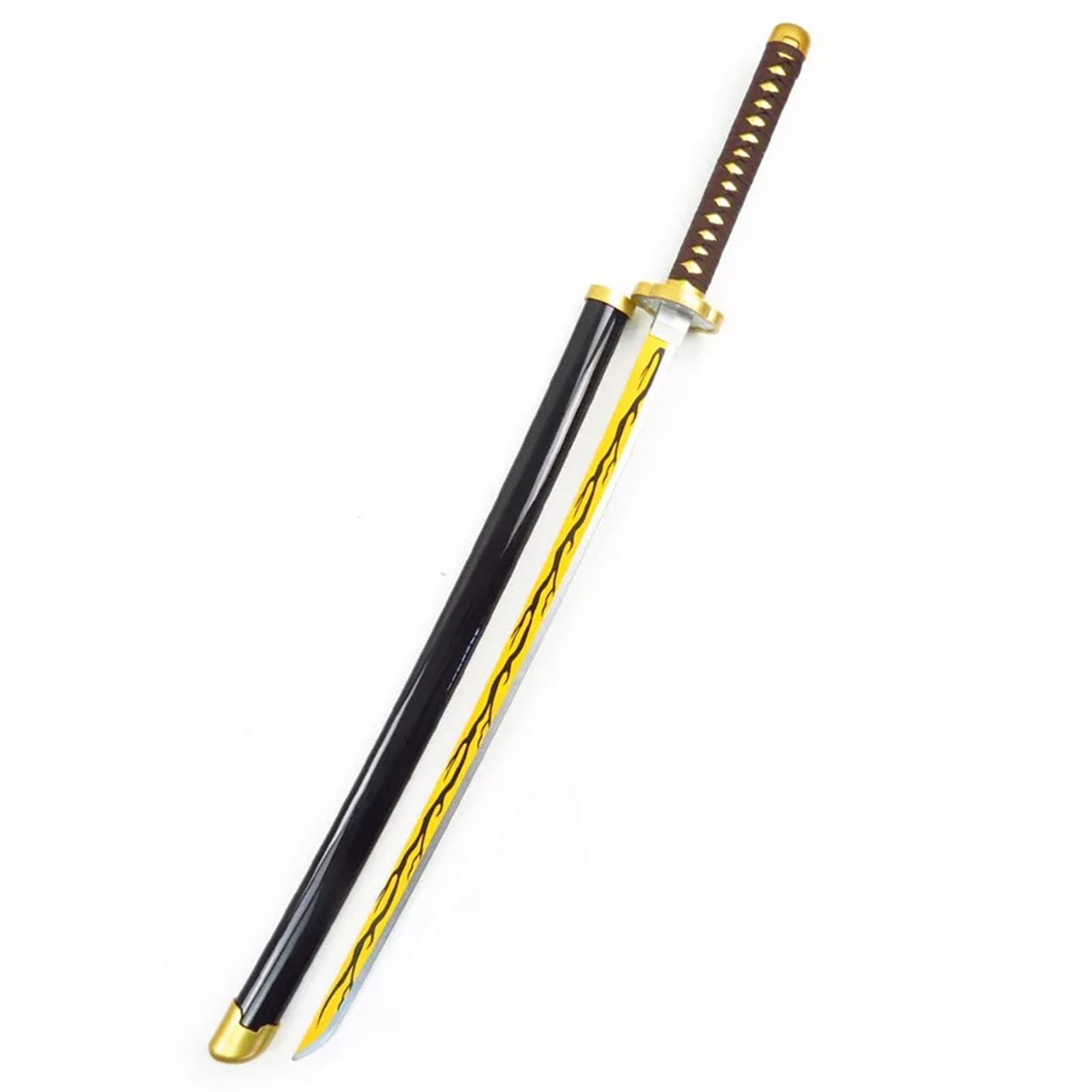 Demon Slayer Katana - Multi-Colour,Ninja Blade Sword Model,Accessory for Oriental Fancy Dress,Anime Cosplay Props for New year party Carnival (Color : Agatsuma Zenitsu-B, Size : 80cm)