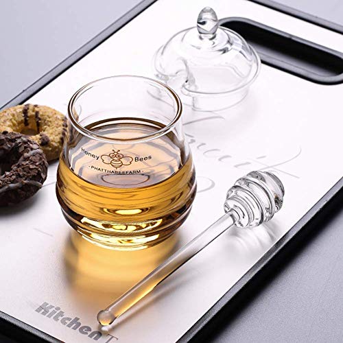 Luzen 2Pcs 6 Inch Glass Honey Dipper Sticks Stirring Sticks Server Honey Spoon Dipper Stirrer Honey Wand For Honey Pot Jar Containers Honey Dispense Drizzle thumb #2