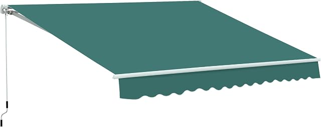 Outsunny 3.5 x 2.5 m Garden Patio Manual Awning Canopy Sun Shade Shelter with Winding Handle - Green