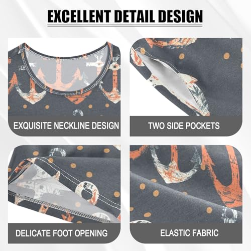 ALAZA Nautical Anchor Dots Pajama Set Short Sleeve Sleepwear Soft Lounge Nightwear4