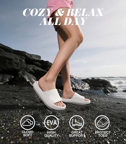 Image of Leevar Cloud Slides for Women and Men - Soft, Comfy, Relax Cloud Slippers, Thick Sole, Non-slip Slides for Men, Easy to Clean, Shower, Swimming, Beach, Indoor and Outdoor Slides for Men