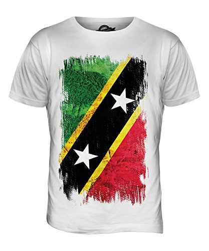 Candymix Saint-Christophe-Et-Niévès Drapeau Grunge T-Shirt Homme, Taille X-Large, Couleur Bianco