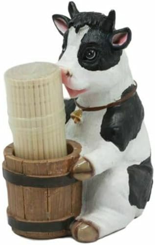 Granja Bovine Holstein Vaca Madera Barril Palillos Titular con palillos de dientes