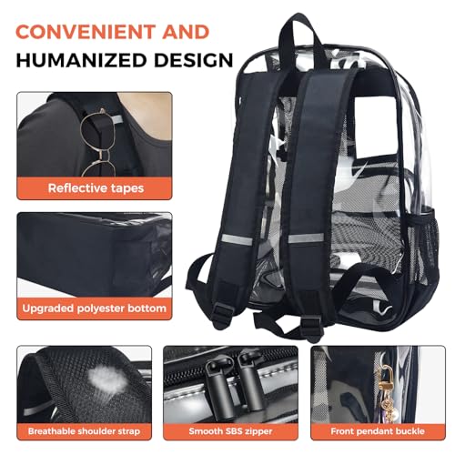Image of Gloppie Clear Backpack - Heavy-Duty TPU Security Bookbag for Work, Travel & Stadium Events | Fits 15.6 inch Laptop