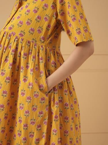 Image of The Mom Store Maternity and Nursing Dress | Pre and Post Pregnancy Dress for Womens | Zipper /Button Opening | Causal Wear | Trendy Stylish Causal Dresses for New Moms