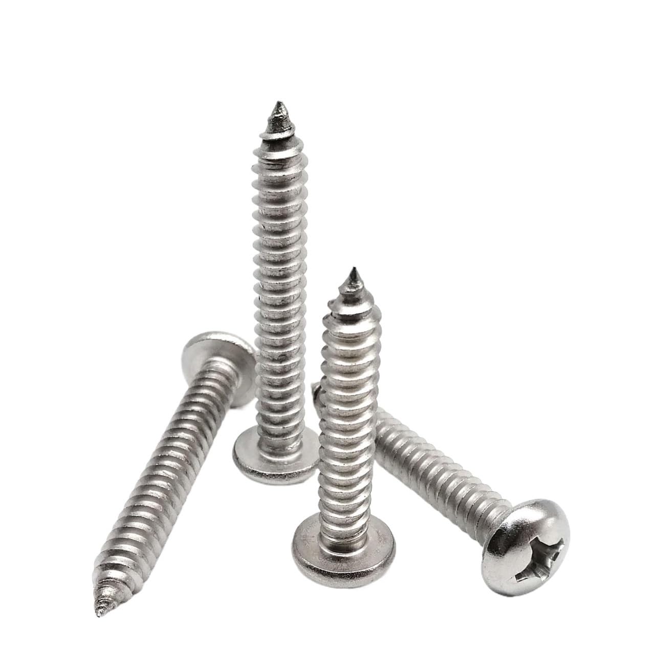 BTYQKZVPM Pan Head Self Tapping Screws, Pack Of 250 304 SS Cross Pan Round Head Self Tapping Wood Screw(12MM,M2.6 50PC)