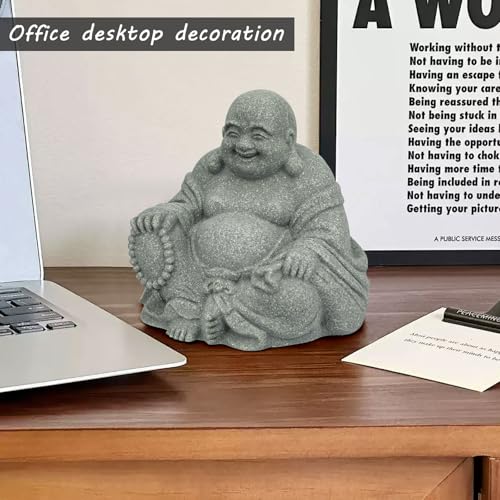 Estatua Feng Shui Buda de Piedra Sonriente 3.1 pulg miniatura 5