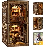 Villageboom Book Nook Bausatz mit LED-Lichtern – DIY Miniatur- Bibliothek Alte Bücher – 3D Holzbausatz für Bücherregal Deko – Geschenkidee für Erwachsene & Teenager (Bibliothek Alte Bücher)