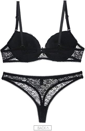 Miniatura 2 de Conjunto de lencería sexy con brasier de encaje push up para mujer
