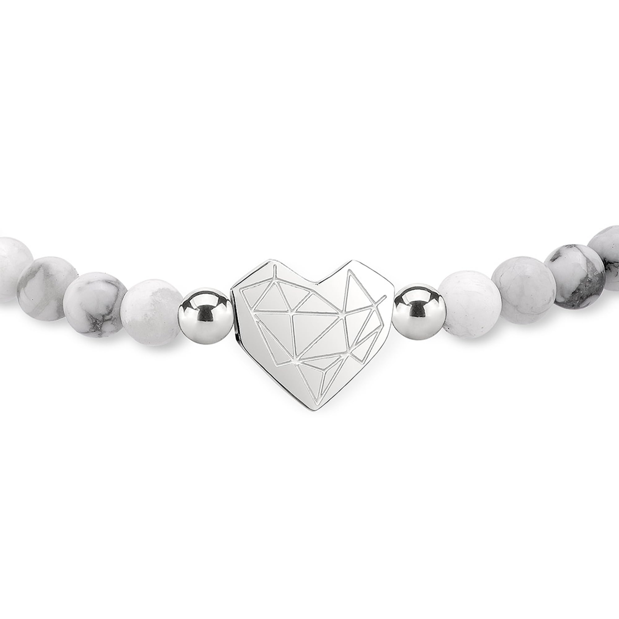 LIEBESKIND BERLIN Broken Heart Beads Bracelet - Elegantes Armband aus poliertem Edelstahl - 17cm - wasserfest & hautfreundlich