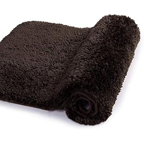 Walensee Bathroom Rug Non Slip Bath Mat for Bathroom (40x60cm, Brown) Water Absorbent Soft Microfiber Shaggy Bathroom Mat Machine Washable Bath Rug for Bathroom Thick Plush Rugs for Shower Cover