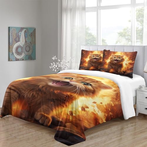 Housse de couette enfant microfibre Kitten Dash anti-plis lit double 200x200 - 5