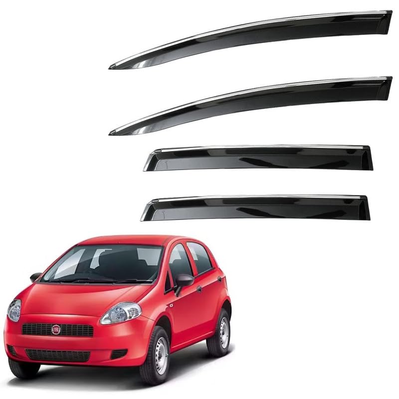 CAR SAAZ Unbreakable Side Window Door Visor for Punto (2016-2018)| Chrome Smoke Finish | Rain & Wind Deflector - Set of 4 Pcs-image-25