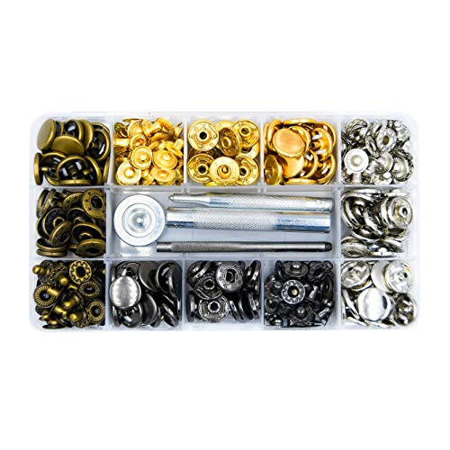LYNDA 80 Sets Metal Snap Fasteners, 4 Colors Snap Fasteners with 4 Pieces Fixing Tools,Used in Leather Craft, DIY Craft, Overalls, Jacket and Jeans,15mm in Diameter