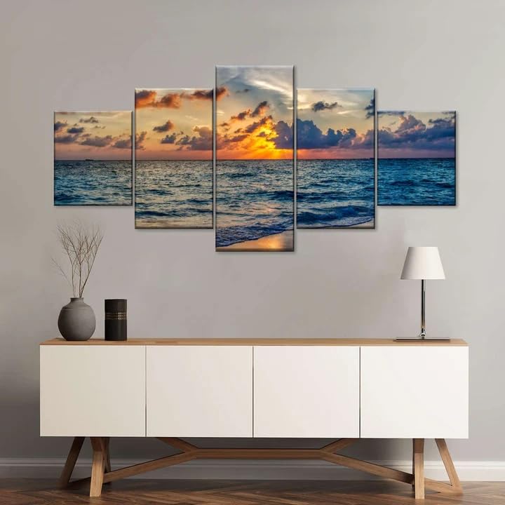 Tableau decoration haut de gamme paysage de mer encadré 200 * 100cm