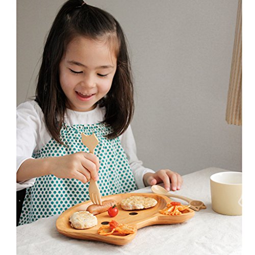 Time Concept Kids Petits Et Maman Wooden Plate - Cat - Reusable Home/Party/Picnic Dinnerware