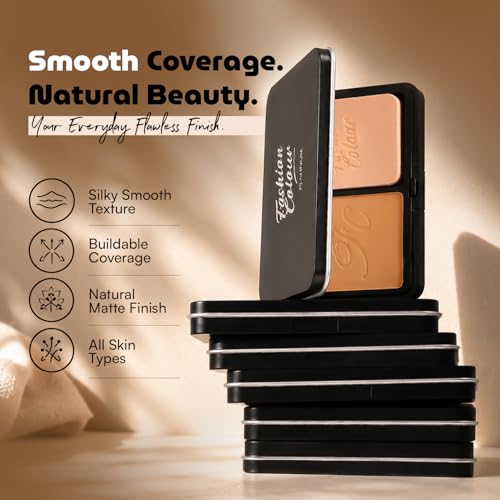 Image of Fashion Colour Platinum Perfect Match Face Powder With Mirror + Powder Puff | Velvety Formula | Matte Finish | Upto 11 hrs of Lightweight Coverage | Blurring Imperfection | For All Skin Types | (FC25, 10g)