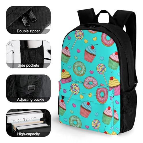 Casual College Daypack Candy Cake Doughnut Donut Multipurpose Business Travel with Large Capacity Rucksack for Men Women3