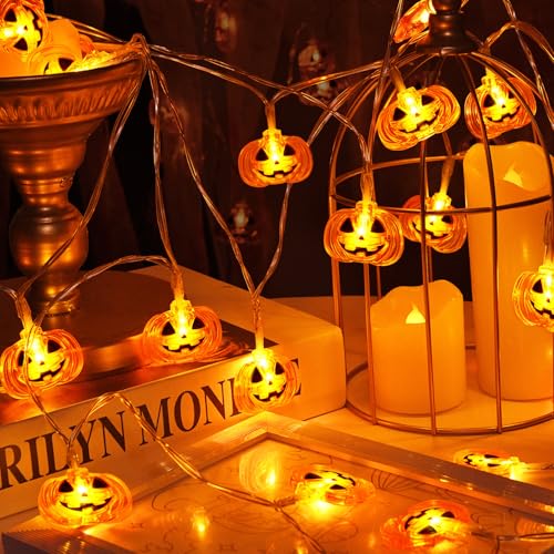 Etopgo Halloween Deko Lichterkette, 3M 20 LED Kürbis Lichterkette...