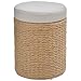 HOMCOM Tabouret de Rangement Repose-Pieds 2 en 1 Design Simple et Moderne Idéal pour Salon Chambre Salle de Bain Ø 30 x 40 cm Beige