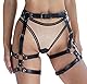Damen Punk Leder Körperkette Sexy Einstellbare Taillenkette Schwarz Bein Strumpfband Gürtel Gothic Schelling Kette Körperzubehör für Frauen