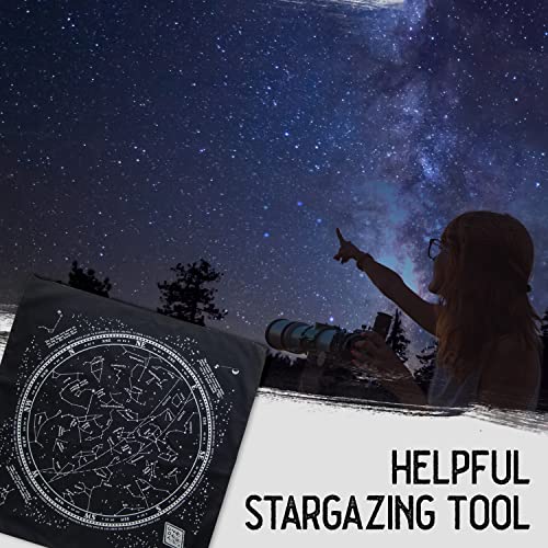 Colter Co. Glow In The Dark Stargazer Bandana - 100% Cotton Black Bandana with Star Chart Design - Made In The USA (22" x 22")