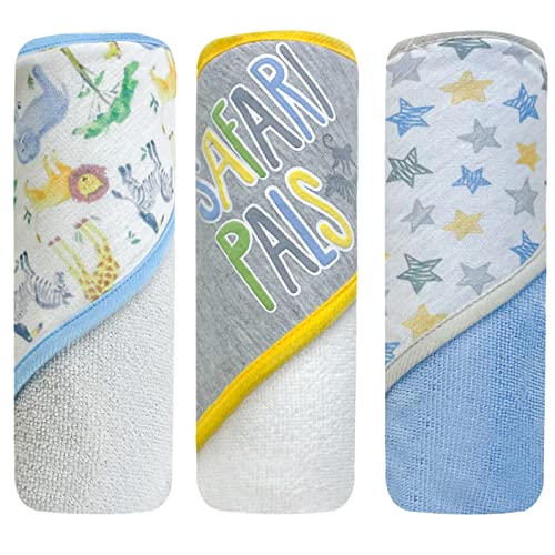 Image of MODERN BABY 3 Pack Hooded Baby Bath Towel Set for Newborns Infants & Toddlers, Boys & Girls Baby Hooded Towels