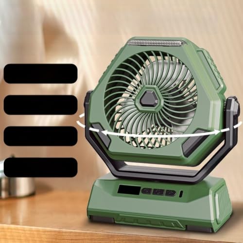 Ventilador de camping recargable con indicador de batería y linterna para senderismo 3