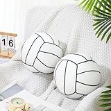 Gerrii 2 Pcs 3D Volleyball Pillow Soft Stuffed Sports Pillows Cute Fluffy Volleyball Plush Sport Theme Cushion Stuffed Pillow Easter Spring Gift for Bedroom Nursery Room Decoration